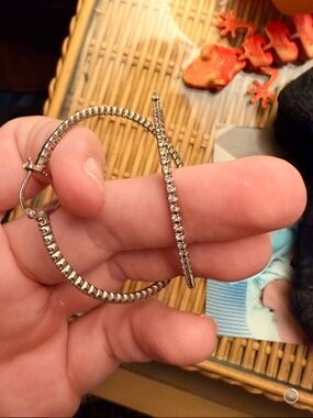 Silver Crystal Hoop Earrings - Elegant Pavé Sparkle